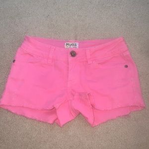 pink low rise jean shorts
